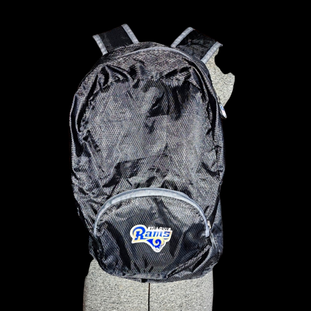 NFL (Vintage), St. Louis RAMS, Black Backpack with Reflective Finish